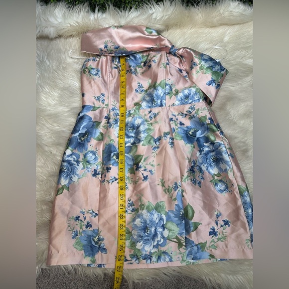 Lulus Soiree Darling Pink Floral Bow Off-the-Shoulder Mini Dress. NWOT - Picture 5 of 6